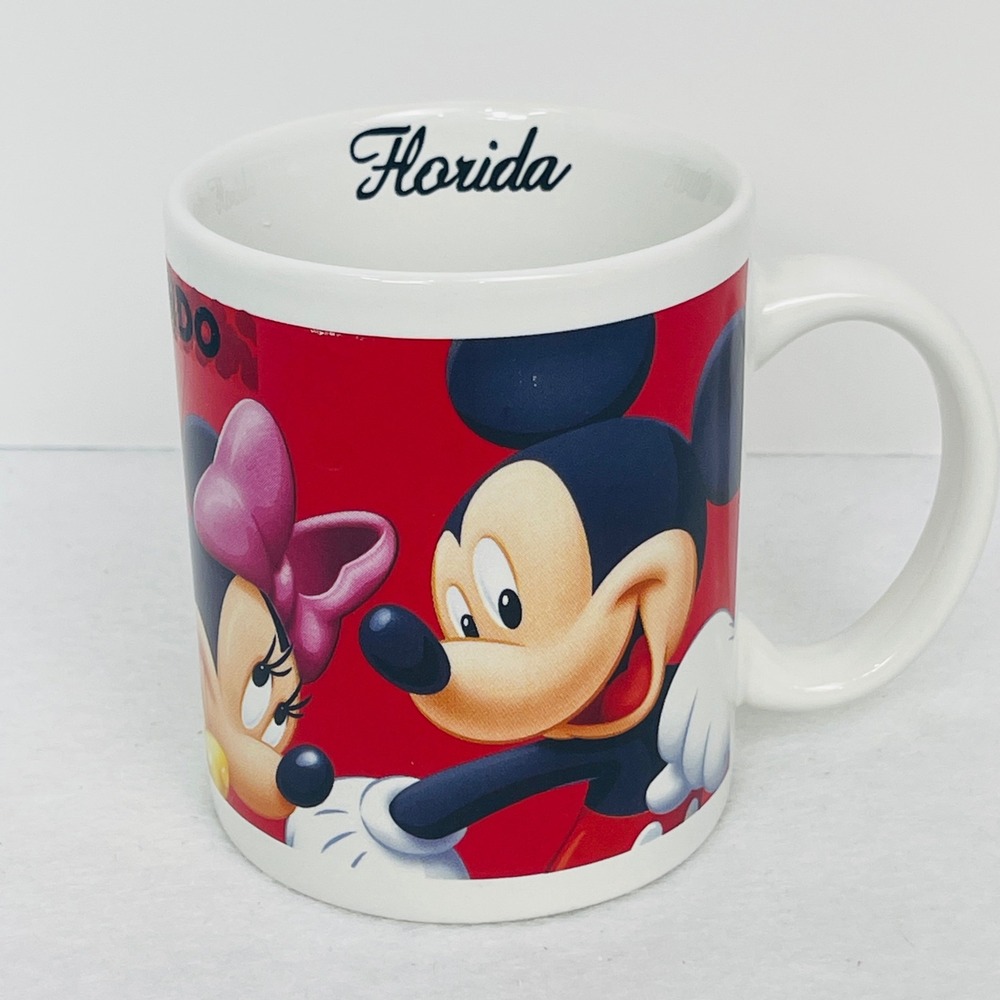 Disney Orlando Florida Coffee Mug Jerry Leigh Mickey Minnie Donald Goofy Red